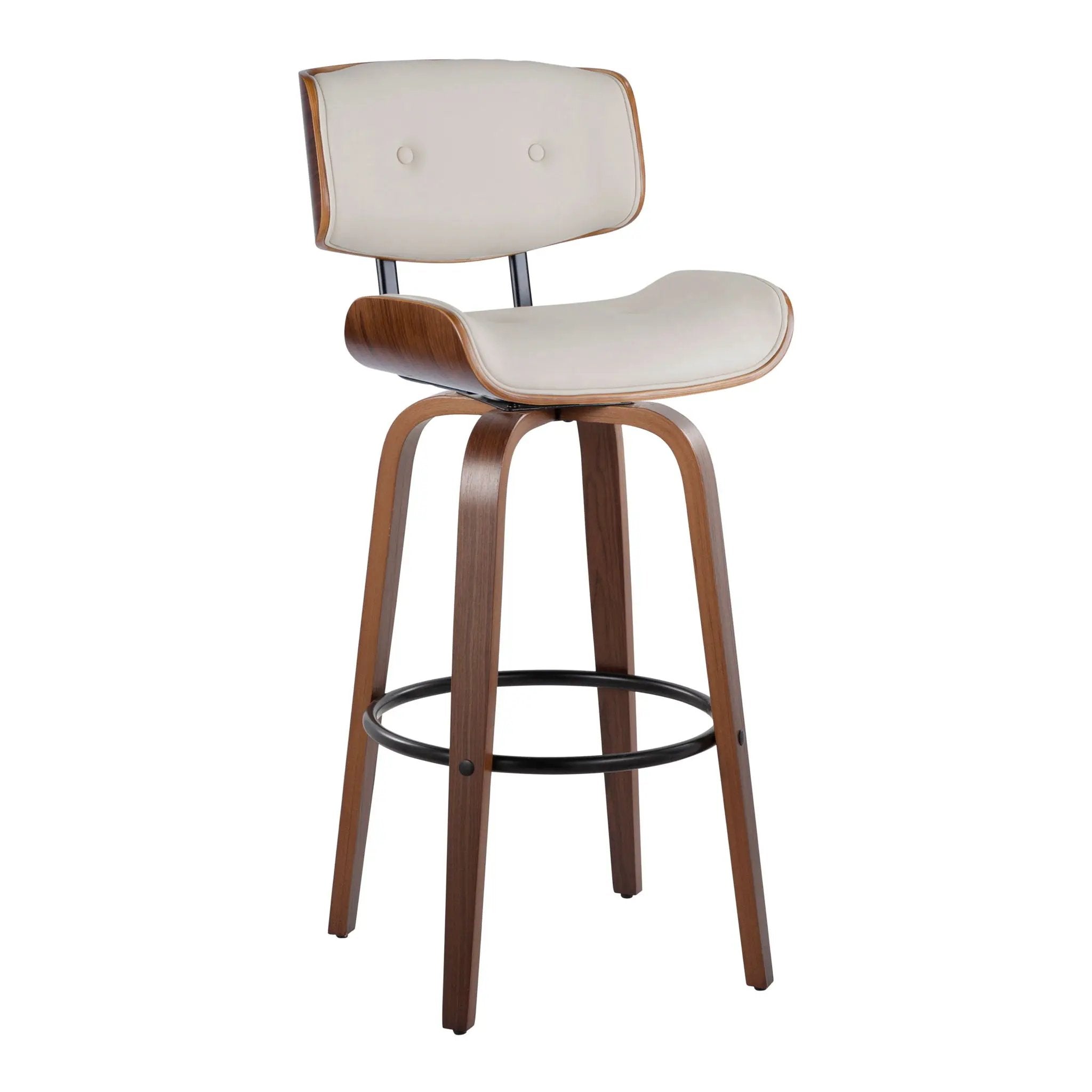 Lombardi - Mid-Century Modern Fixed Height Barstool With Swivel With Round Footrest (Set of 2) by Unique Piece Furniture