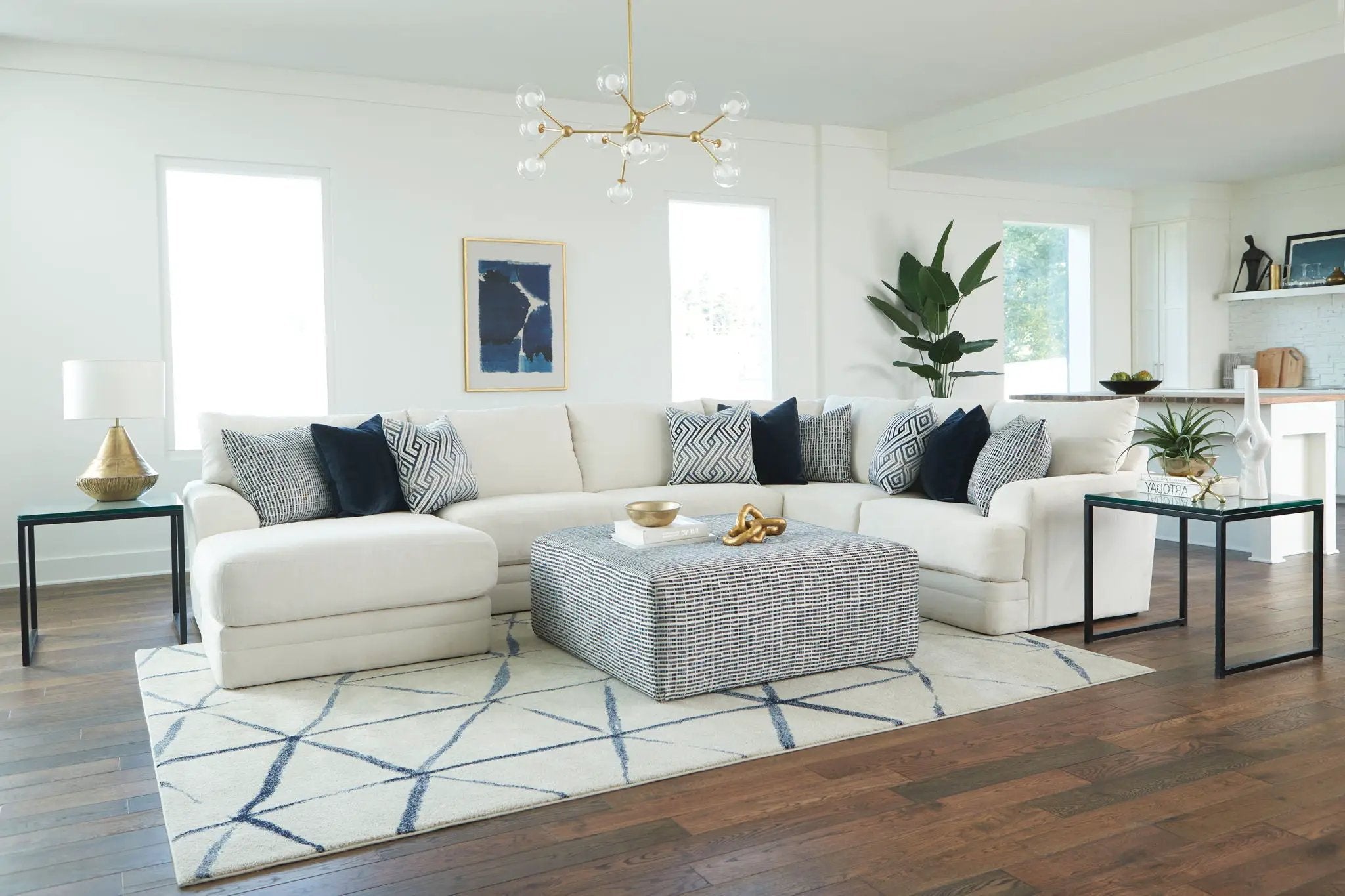 Polaris - Sectional With Comfort Coil Seating, 9 Included Accent Pillows And Included Cocktail Ottoman by Unique Piece Furniture