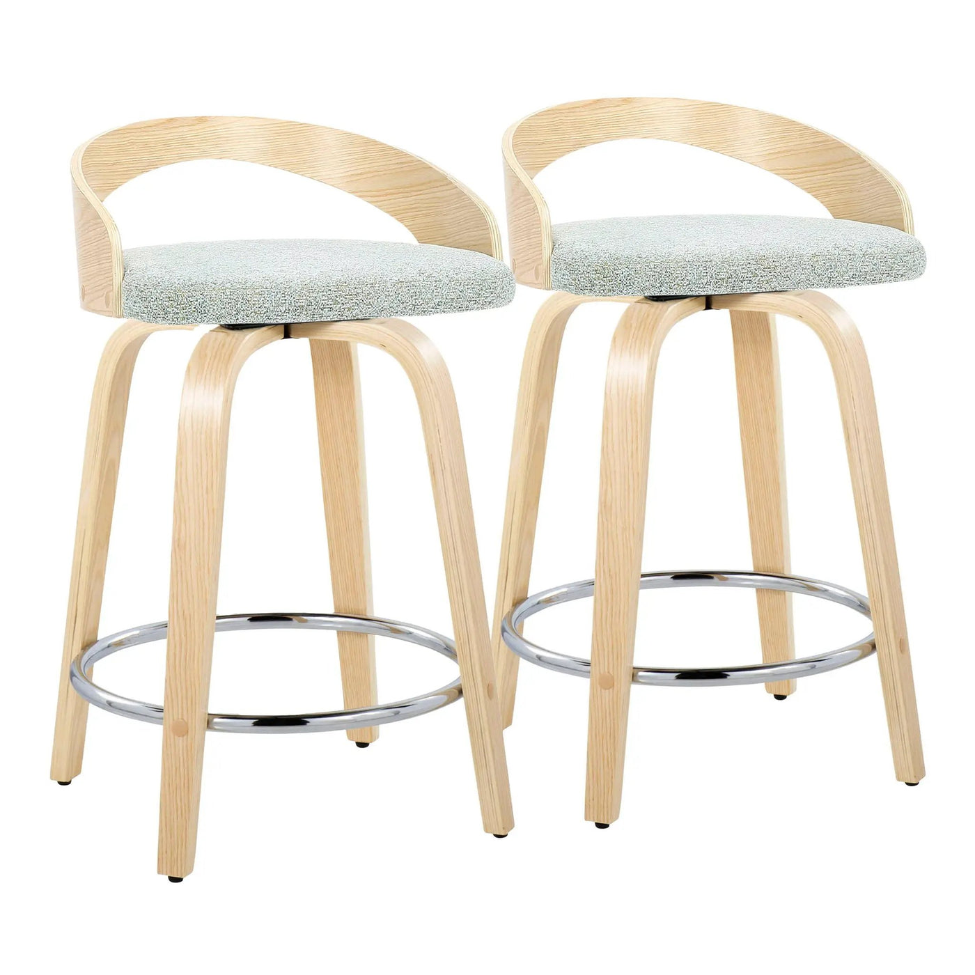 Grotto - Contemporary Fixed Height Counter Stool & Swivel, Round Footrest (Set of 2) by HouseOfZazla