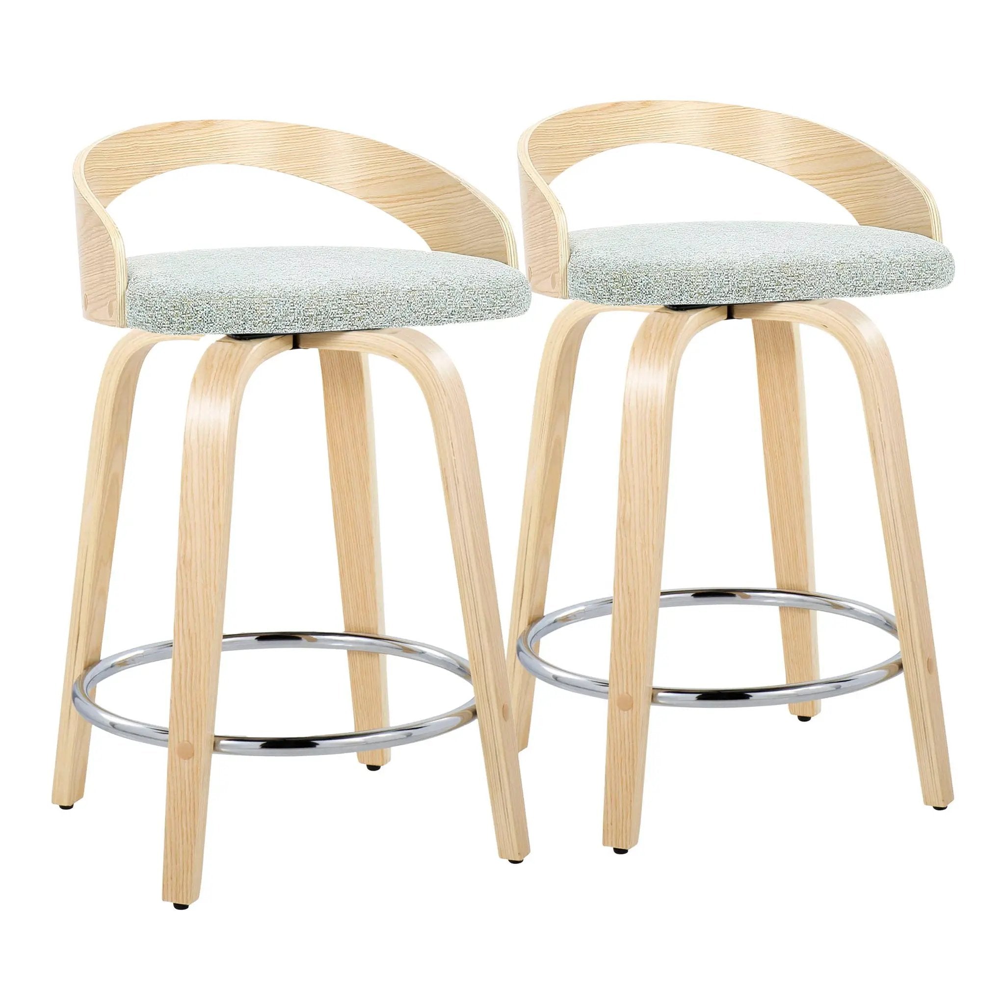 Grotto - Contemporary Fixed Height Counter Stool & Swivel, Round Footrest (Set of 2) by HouseOfZazla