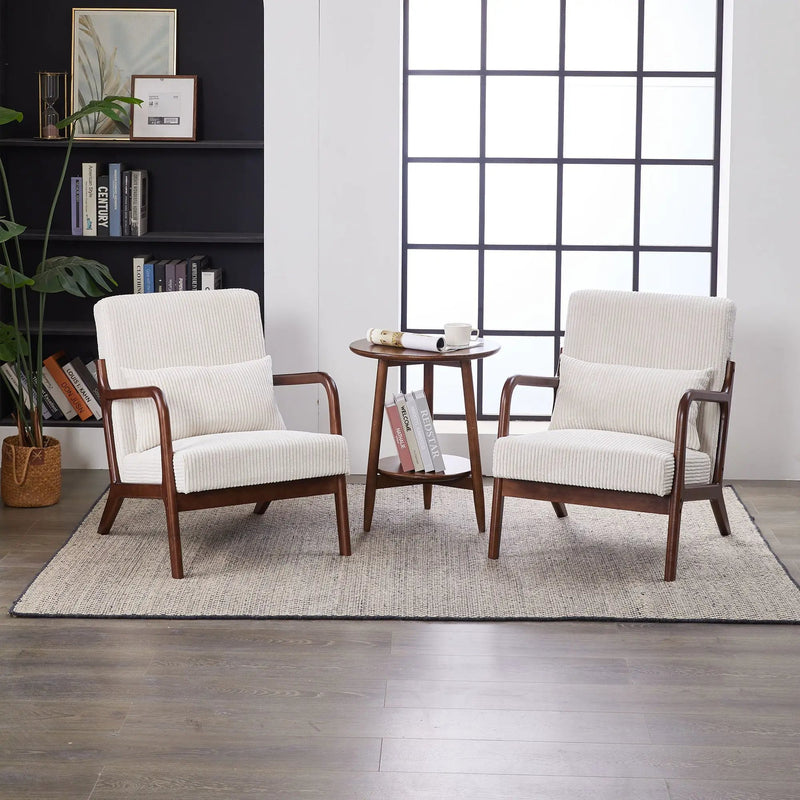 Accent Chair With Pillow And Wood Frame