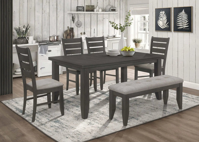 Dalila Fabric Upholstered Wood Dining Bench Dark Grey by Unique Piece Furniture