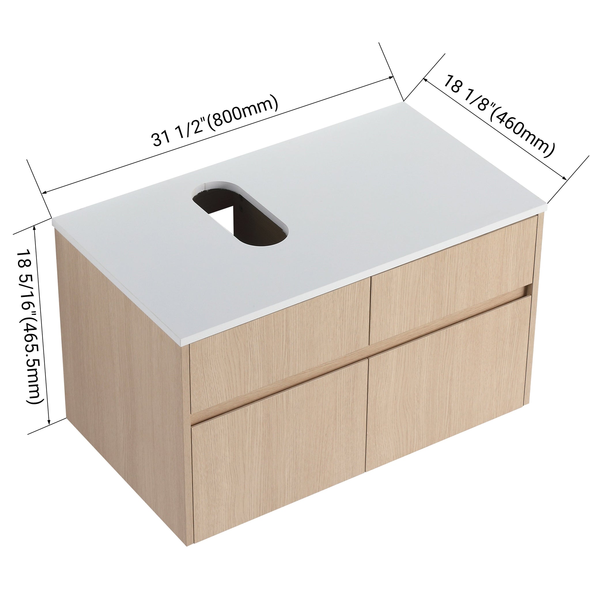32-Inch Wall-Mounted Bathroom Vanity with 2 Soft Close Doors and 1 Drawer by HouseOfZazla