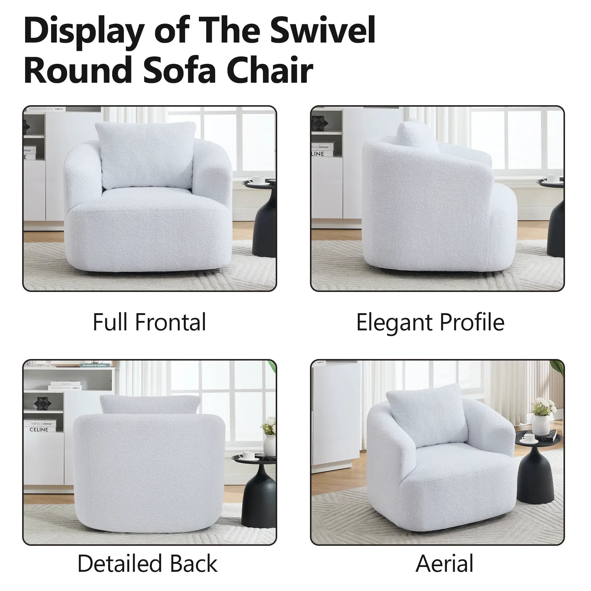 360° Swivel Round Upholstered Comfy Chair by HouseOfZazla