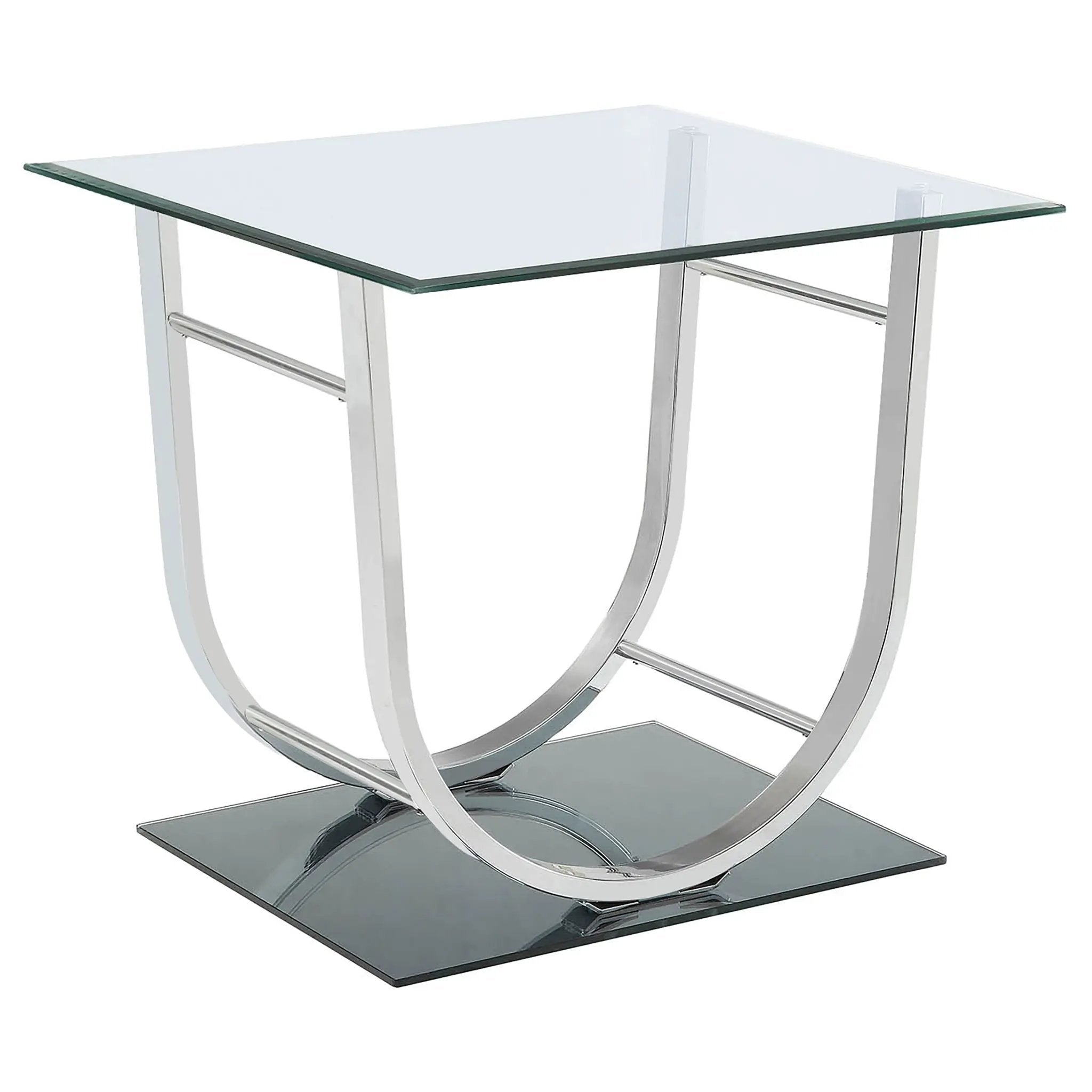 Danville Square U-Shaped Glass Top Side End Table Chrome by Unique Piece Furniture