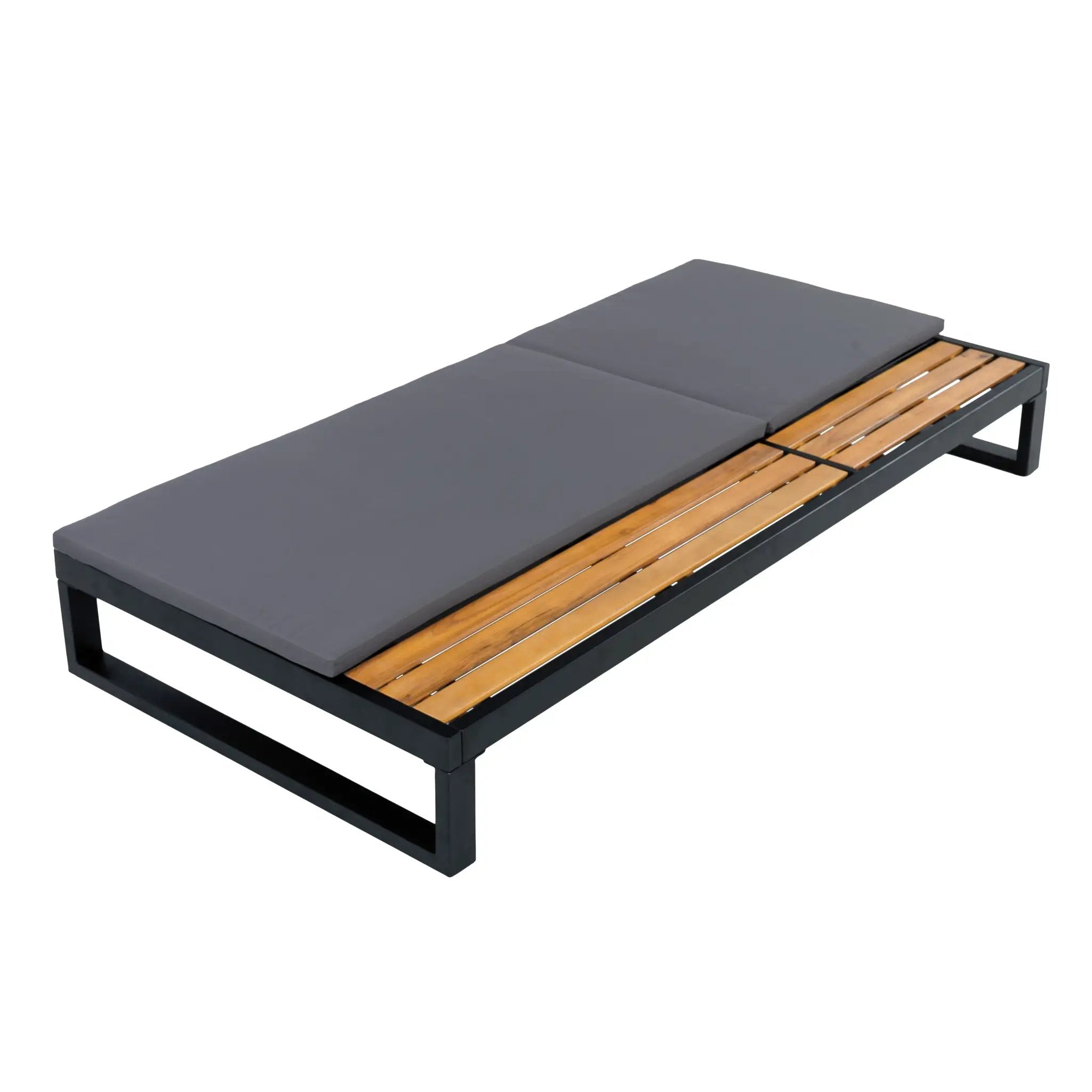 Black Iron & Teak Finish Chaise Lounge Set by HouseOfZazla