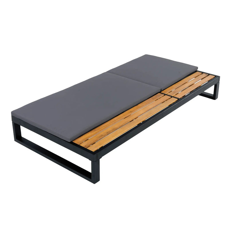 Black Iron & Teak Finish Chaise Lounge Set by HouseOfZazla