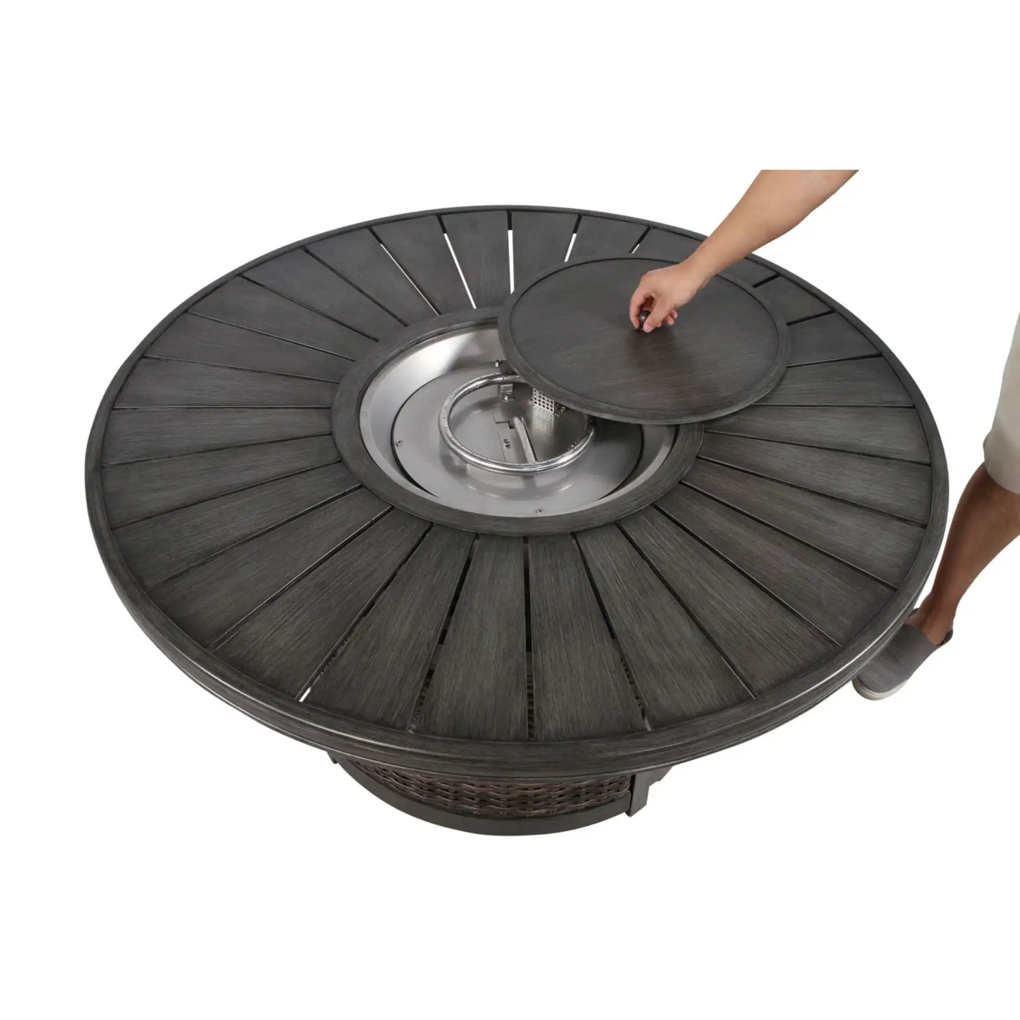 Cassara Resort - Propane Outdoor Fire Pit Table - Brown by HouseOfZazla
