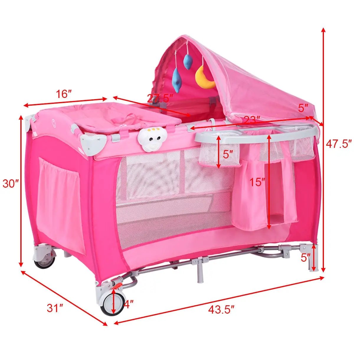 Foldable Baby Crib Playpen with Mosquito Net and Bag by DirectDeals