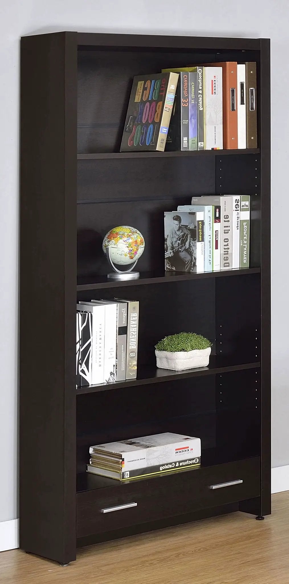 Skylar 71-inch 5-shelf Bookcase with Drawer Cappuccino by Unique Piece Furniture