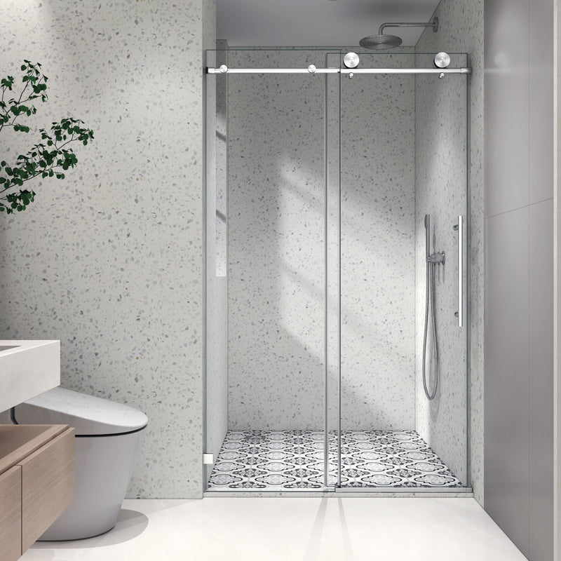 4876 Brushed Nickel Frameless Shower Door with Soft Closing by HouseOfZazla