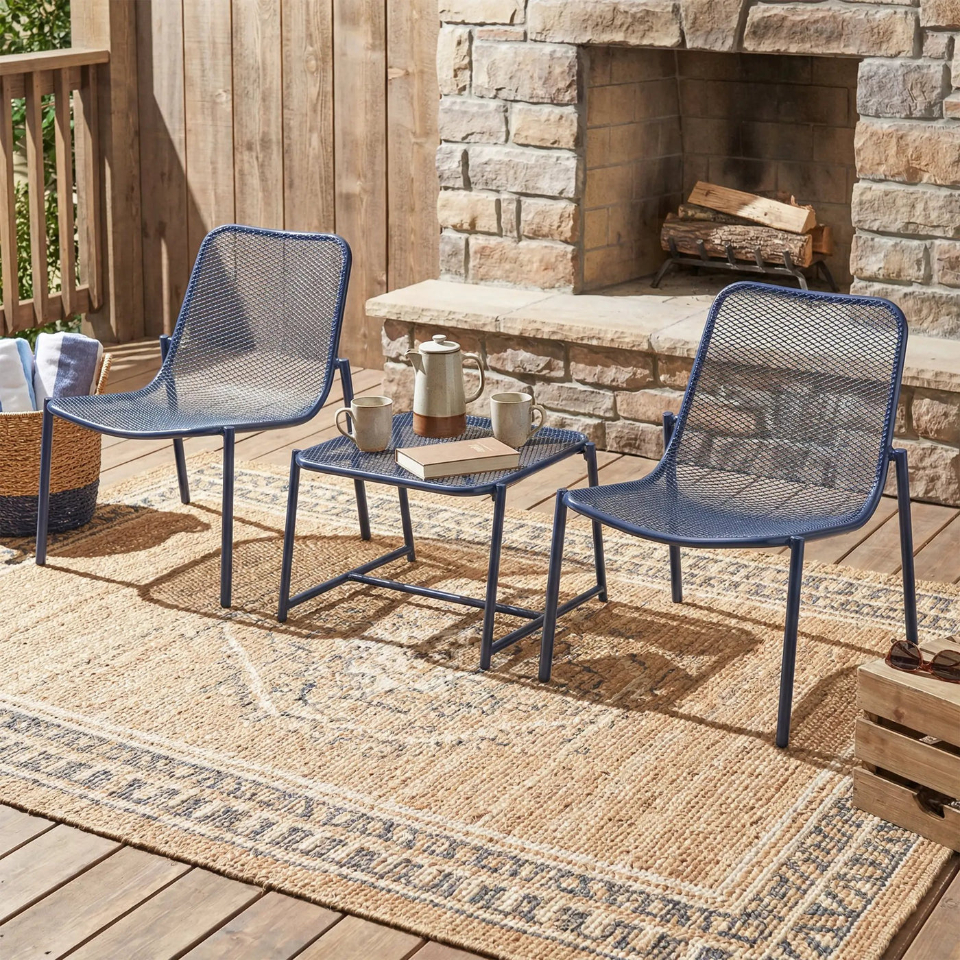 Kincaid Outdoor 3-Piece Conversation Set with Iron Frame by HouseOfZazla