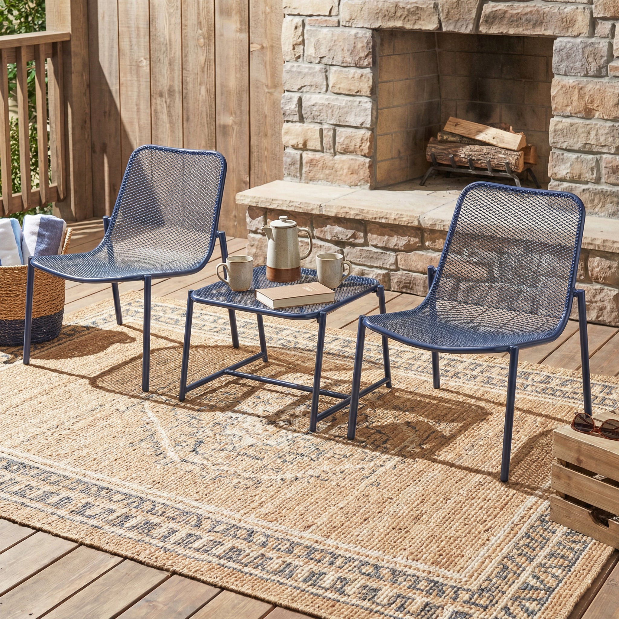 Kincaid Outdoor 3-Piece Conversation Set with Iron Frame by HouseOfZazla