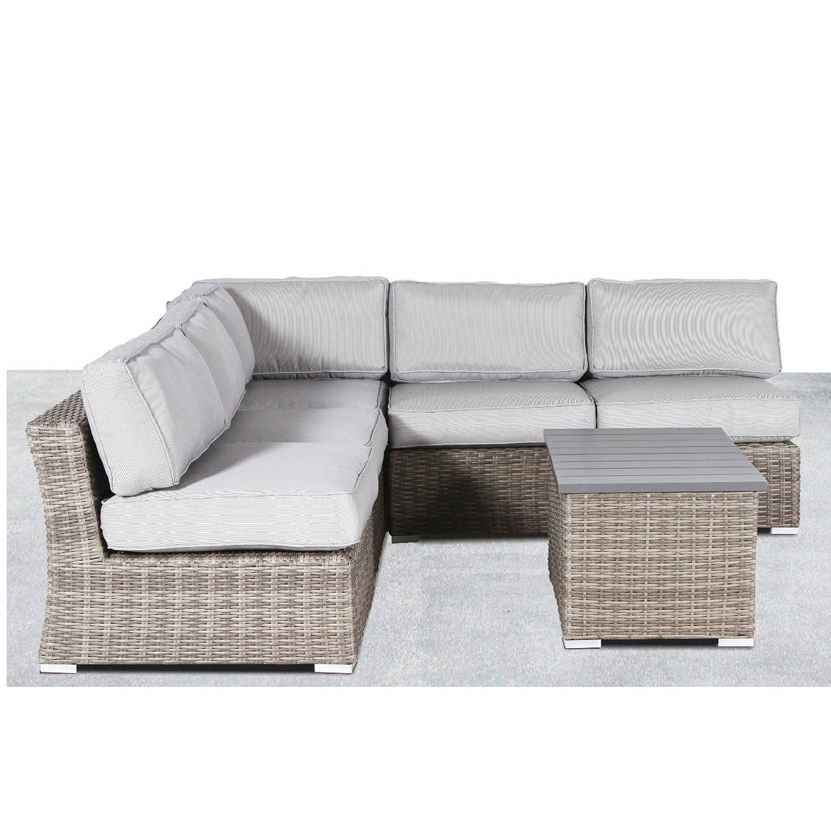 Wicker Sectional Sofa with Cushions and Table - Gray, photo 3 of 34