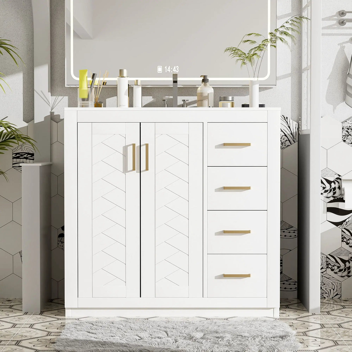 Bathroom Vanity With Sink Combo, Storage Cabinet, Freestanding Set With 3 Drawers & Soft Closing Doors by HouseOfZazla