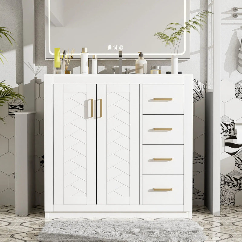 Bathroom Vanity With Sink Combo, Storage Cabinet, Freestanding Set With 3 Drawers & Soft Closing Doors by HouseOfZazla