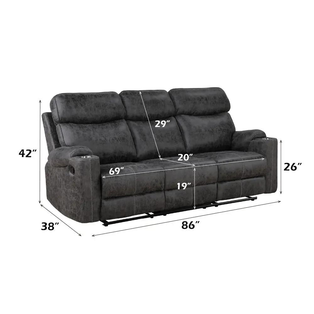 Hirah - Motion Sofa - Dark Gray Polish Microfiber by Unique Piece Furniture