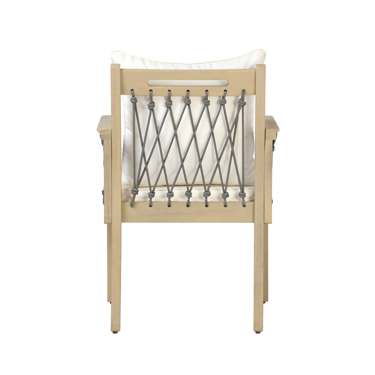 Acacia Wood Patio Chairs with Woven Rope Arms - Set of 2, photo 9 of 9