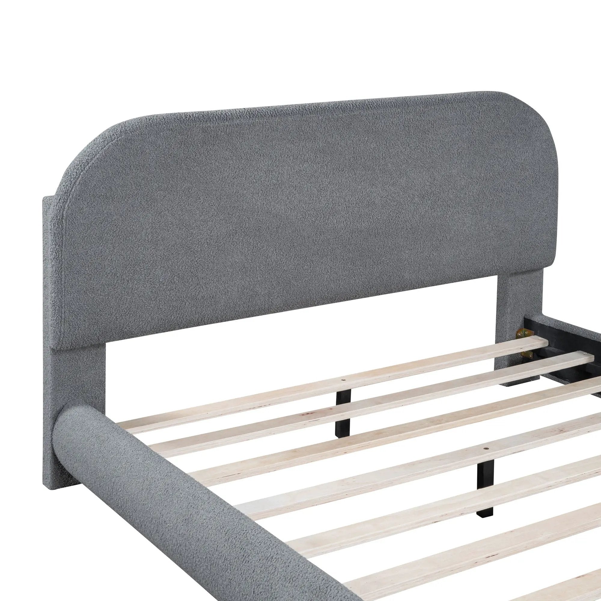 Upholstered Platform Bed With Thick Solid Frame And Stylish Curve-Shaped Design by HouseOfZazla