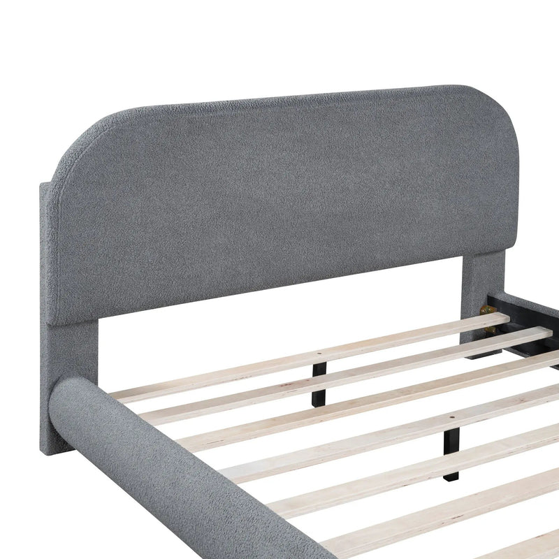 Upholstered Platform Bed With Thick Solid Frame And Stylish Curve-Shaped Design by HouseOfZazla