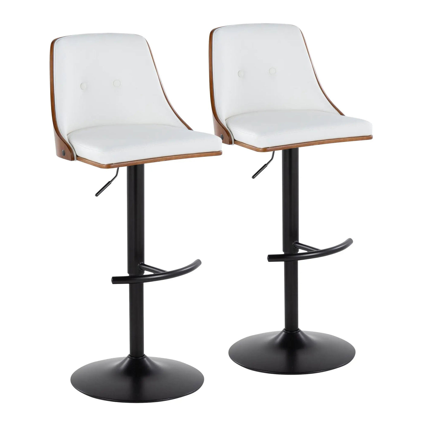 Gianna - Mid Century Modern Adjustable Barstool, Swivel With Rounded T Footrest (Set of 2) by HouseOfZazla