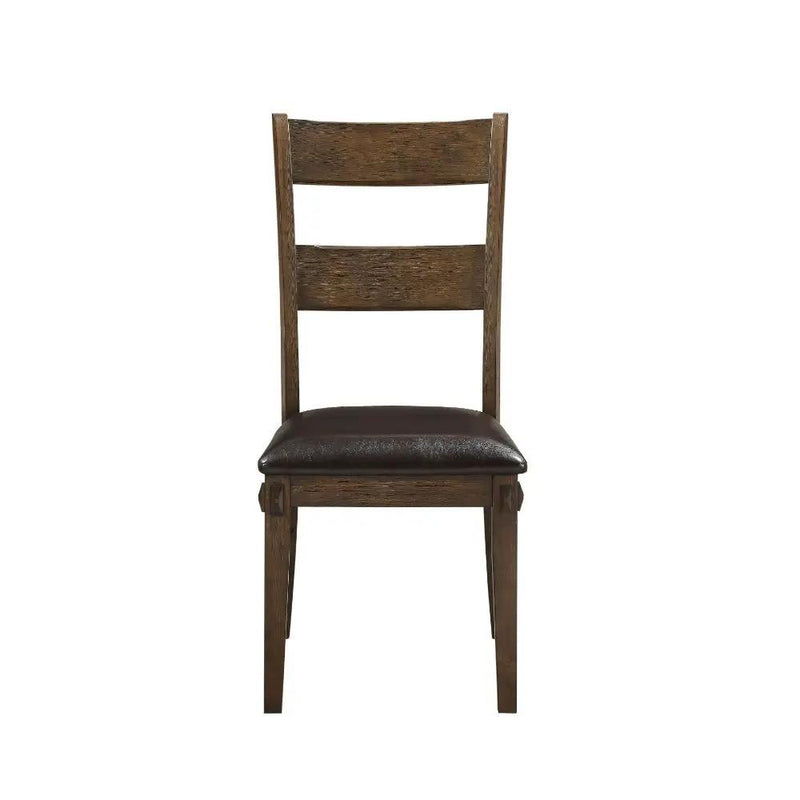 Nabirye - Side Chair (Set of 2) - Esspresso Synthetic Leather & Dark Oak by Unique Piece Furniture