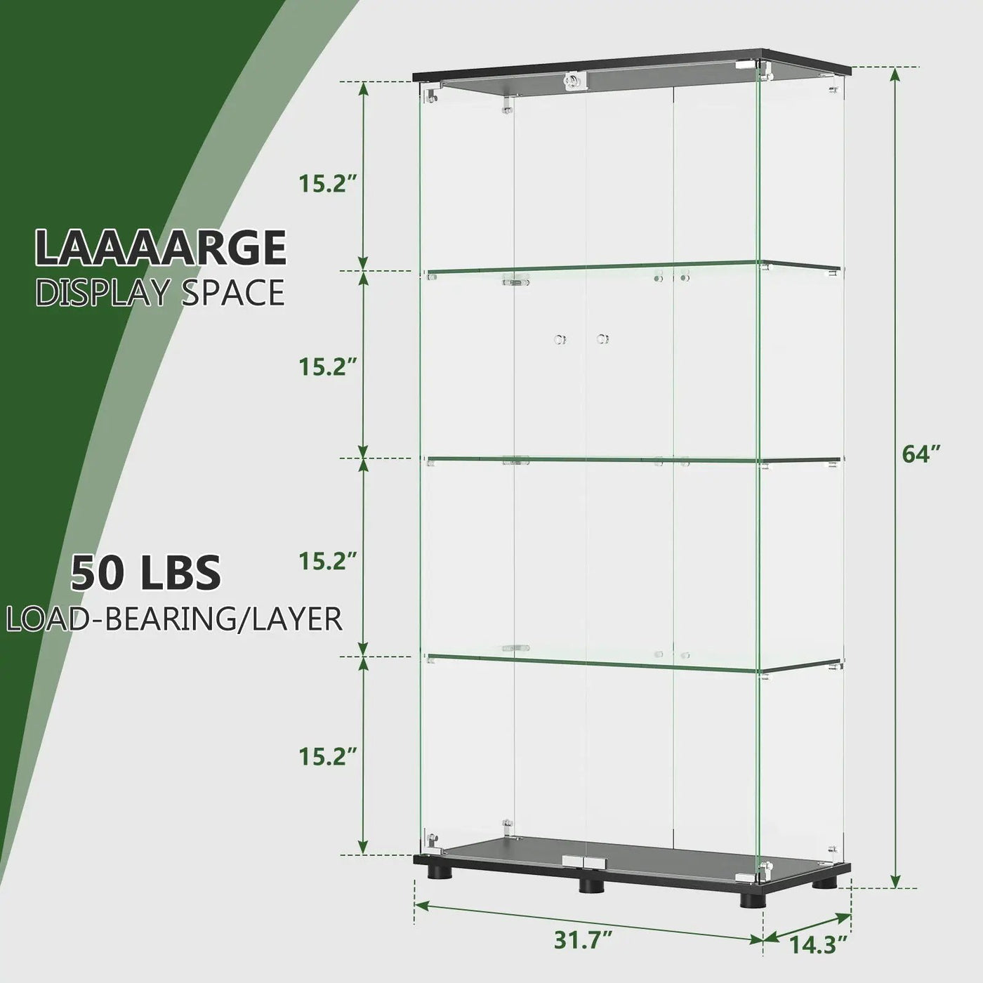 Display Cabinet With Shelf Double Doors And Lock by HouseOfZazla