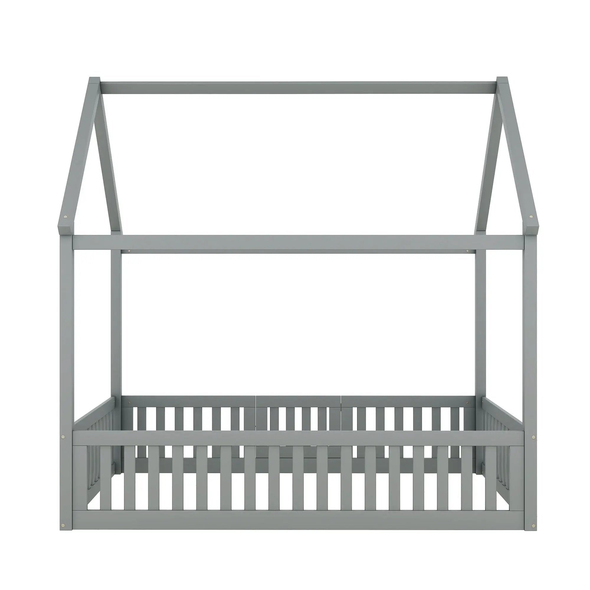 Wood House Bed With Fence And Door by HouseOfZazla