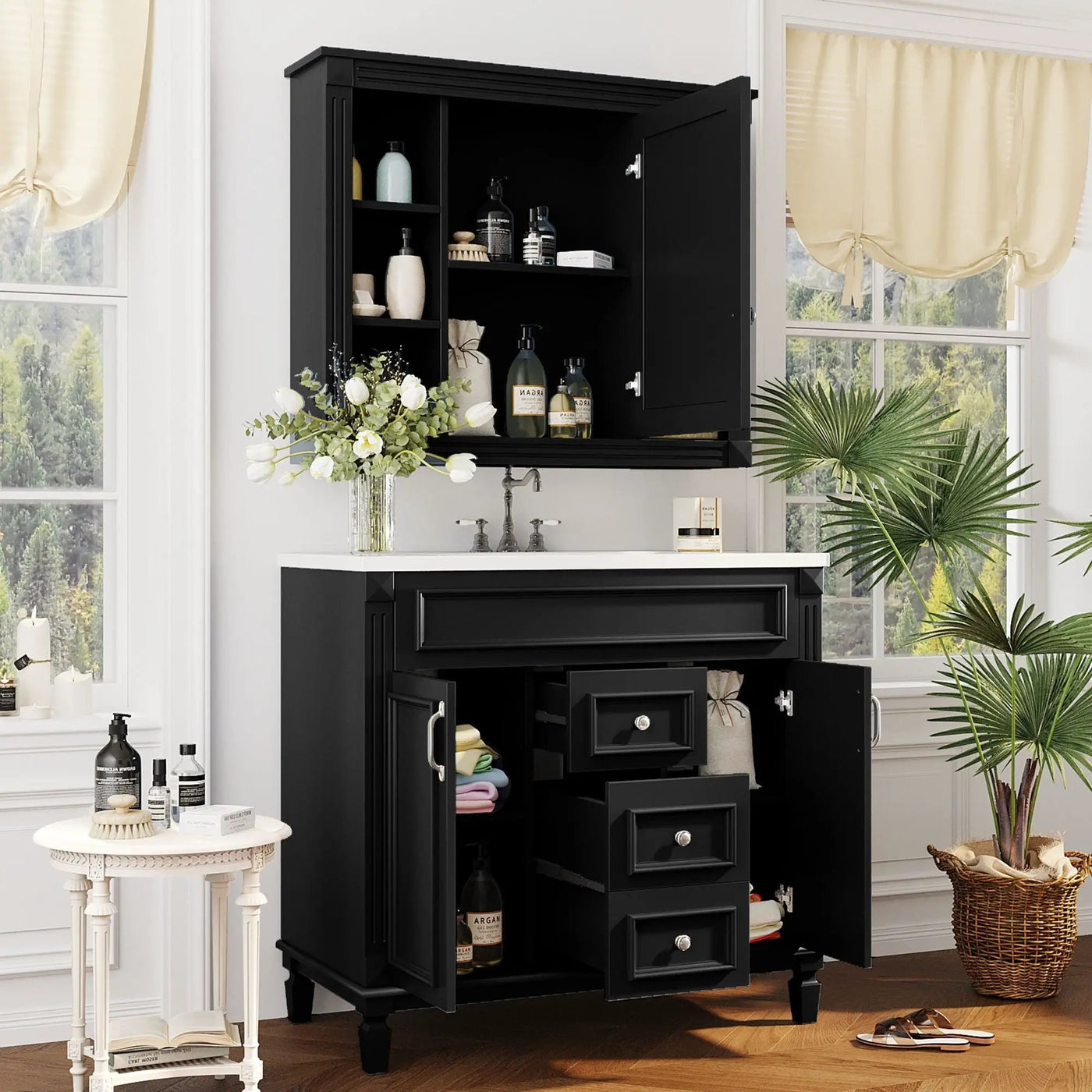 Bathroom Vanity With Top Sink, Mirror Cabinet, 2 Soft Closing Doors & 2 Drawers by HouseOfZazla