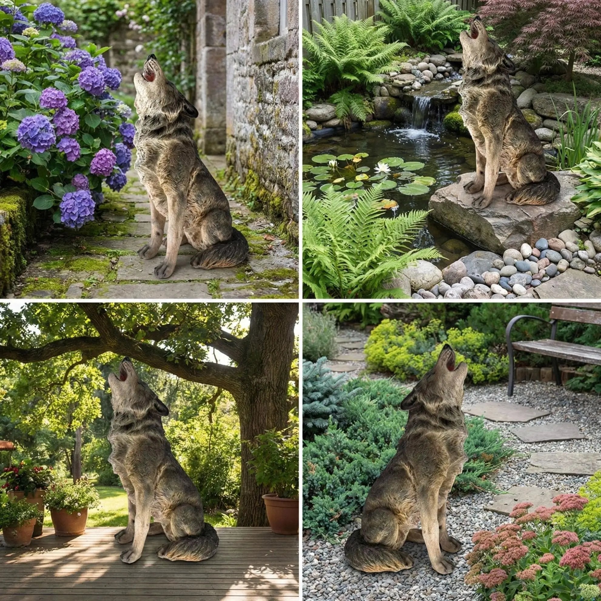 29.72" H x 17.91" L Simulated Howling Wolf Garden Statue by HouseOfZazla