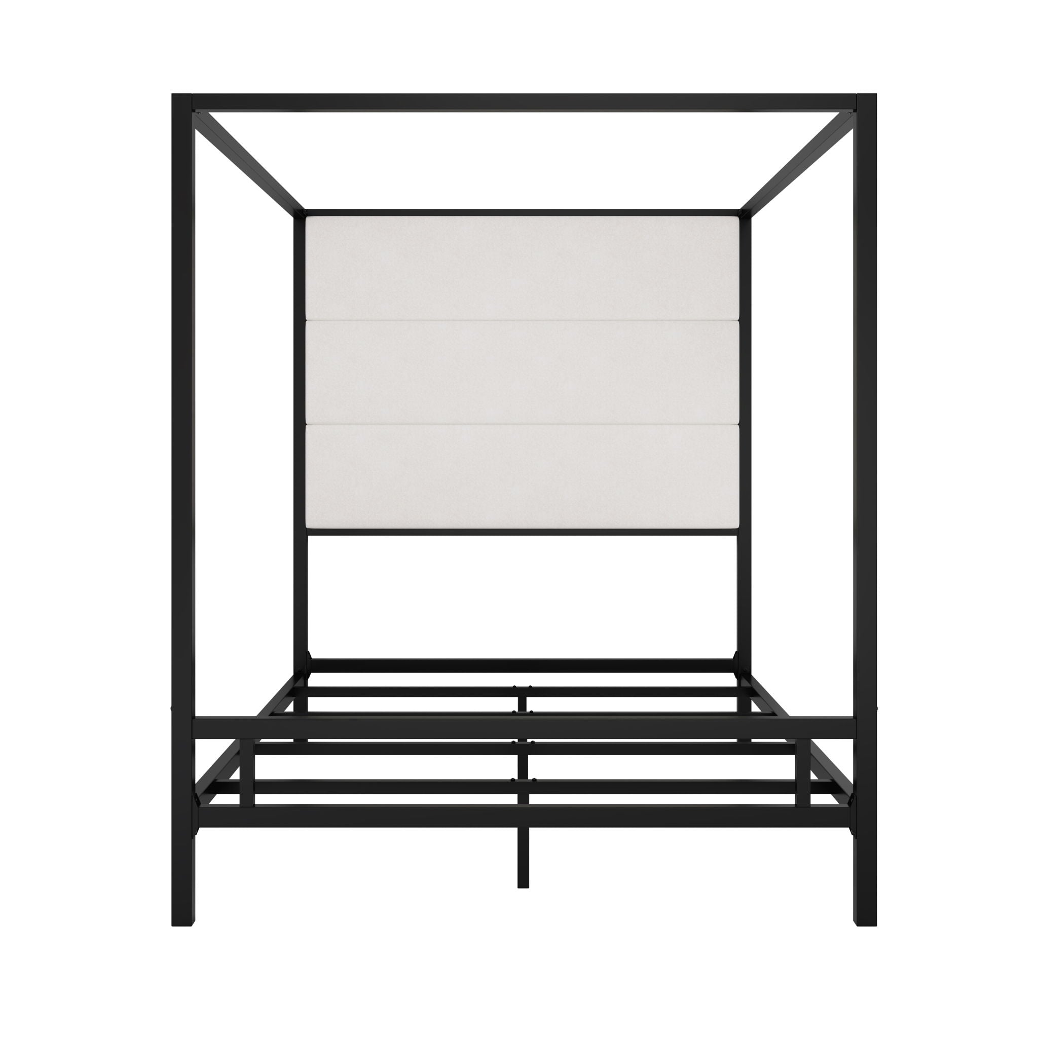 Canopy Bed With Tall Upholstered Headboard, 4 Poster Frame by HouseOfZazla