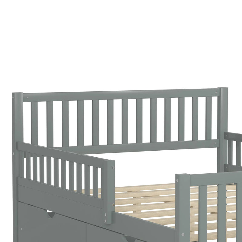 Platform Bed With Guardrails On Both Sides And 2 Storage Drawers by HouseOfZazla