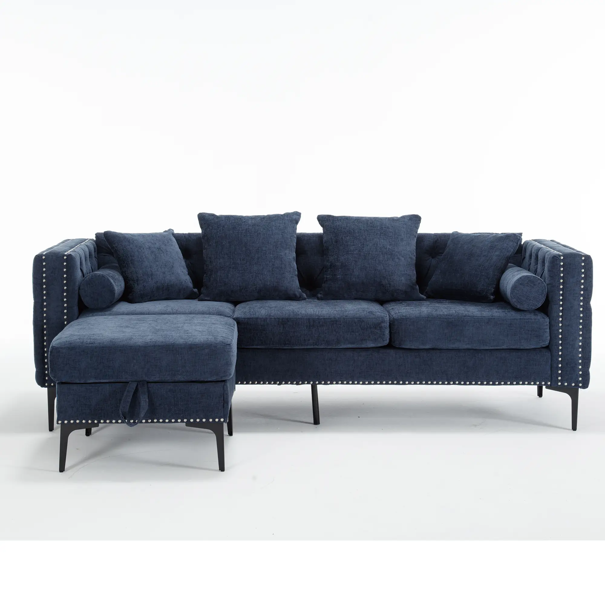 L Shaped Sectional Convertible Sofa with Storage Ottoman and Modern Tufted style by BLAKHOM