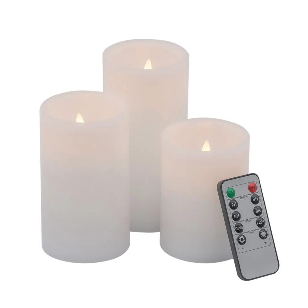 LED Candles With Remote Timer (Set of 3) - White by Unique Piece Furniture