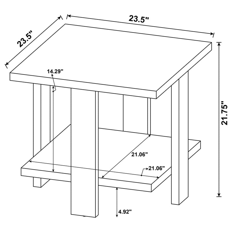 Dawn Square Engineered Wood End Table Mango Brown by Unique Piece Furniture