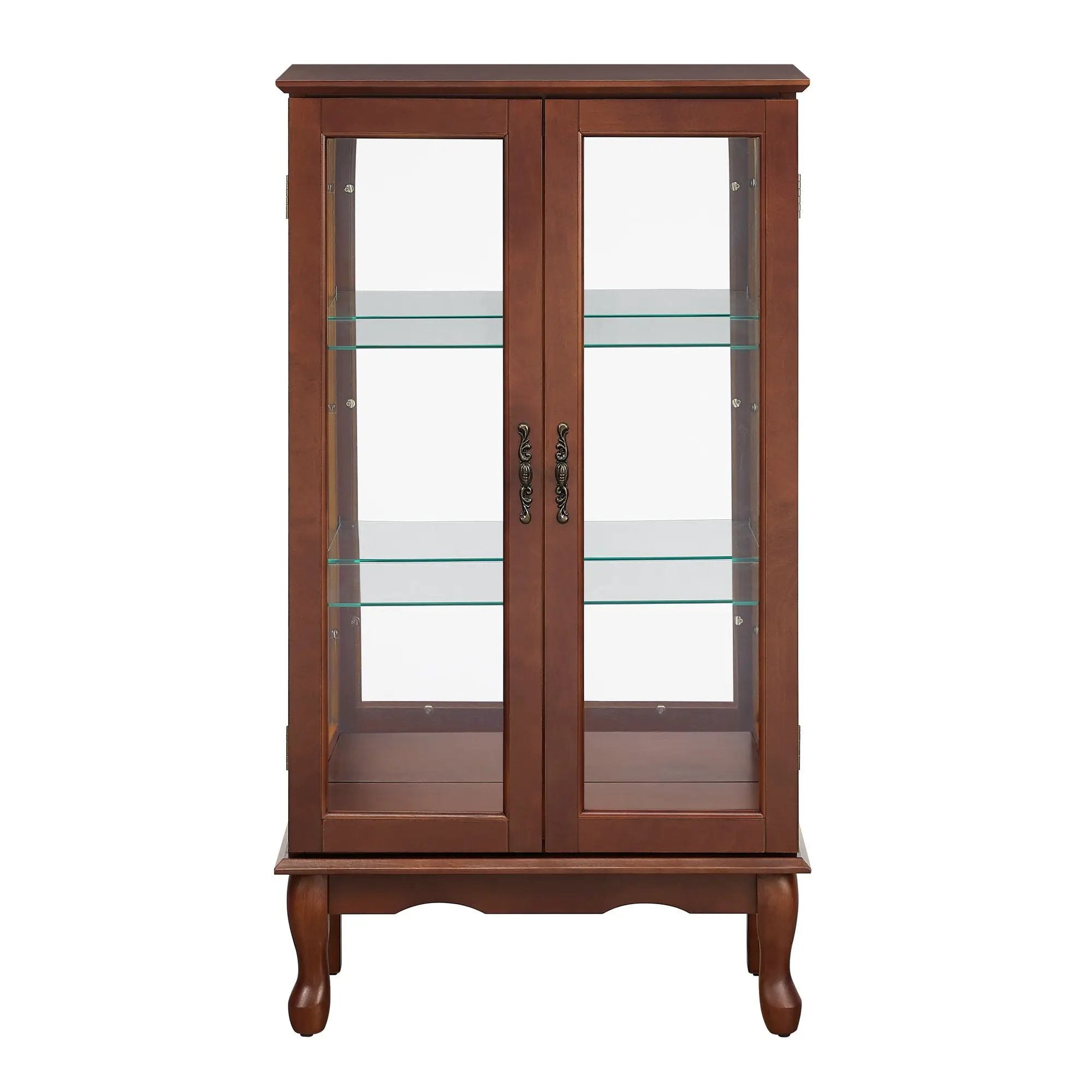 Curio Cabinet Lighted Curio Diapaly Cabinet With Adjustable Shelves And Mirrored Back Panel, Tempered Glass Doors (3 Tier), (E26 Light Bulb Not Included) by Unique Piece Furniture