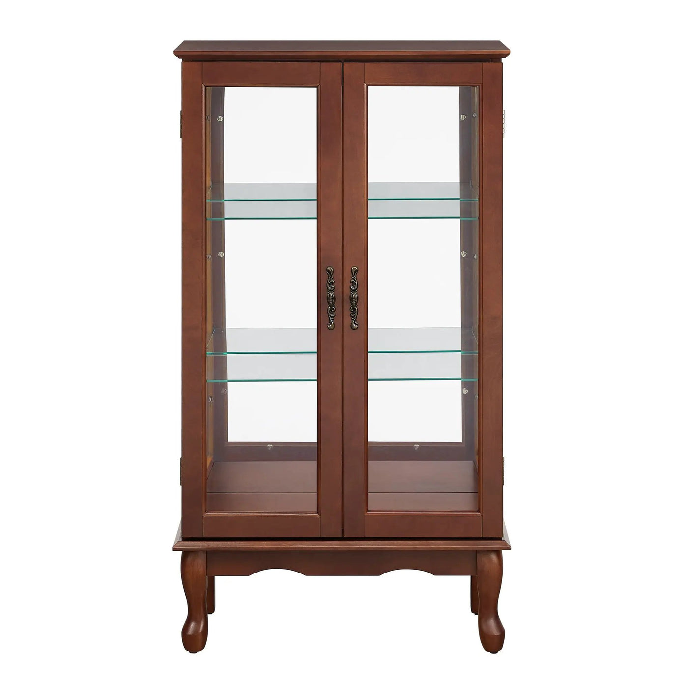 Curio Cabinet Lighted Curio Diapaly Cabinet With Adjustable Shelves And Mirrored Back Panel, Tempered Glass Doors (3 Tier), (E26 Light Bulb Not Included) by HouseOfZazla