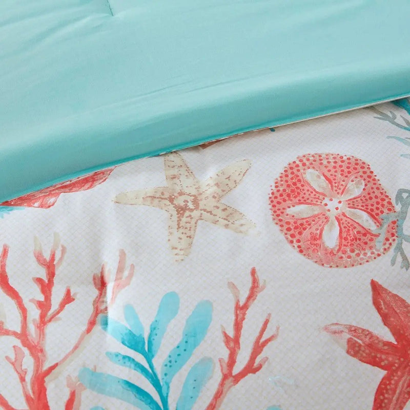 7 Piece Cotton Sateen Comforter Set Coral California King by HouseOfZazla
