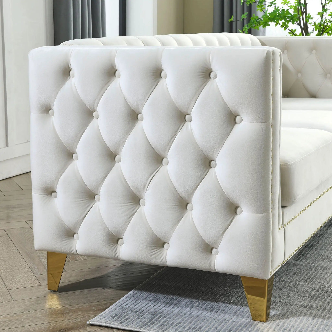 L-Shaped Corner Sofa, 5 Seater Sectional With Tufted Design by HouseOfZazla