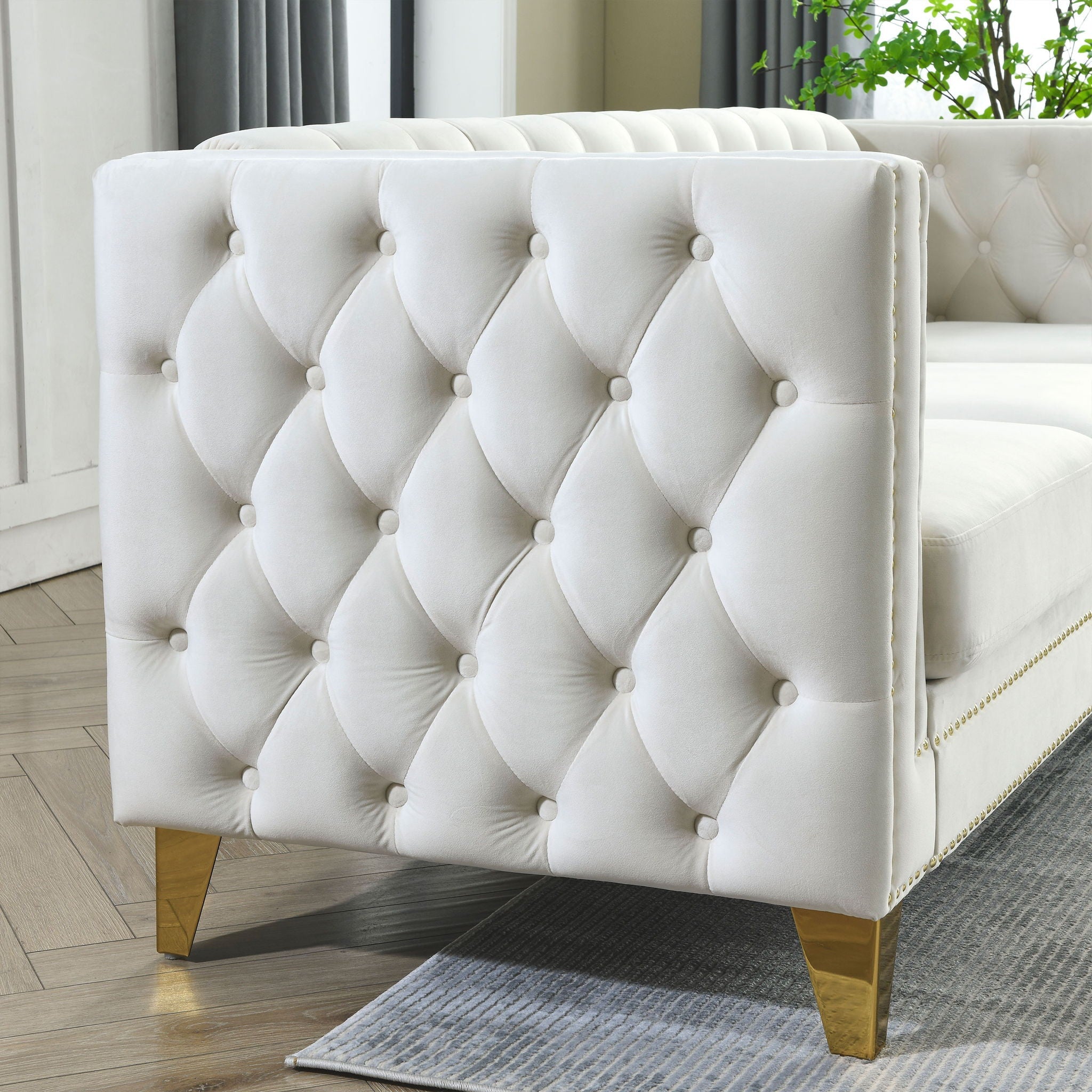 L-Shaped Corner Sofa, 5 Seater Sectional With Tufted Design by HouseOfZazla