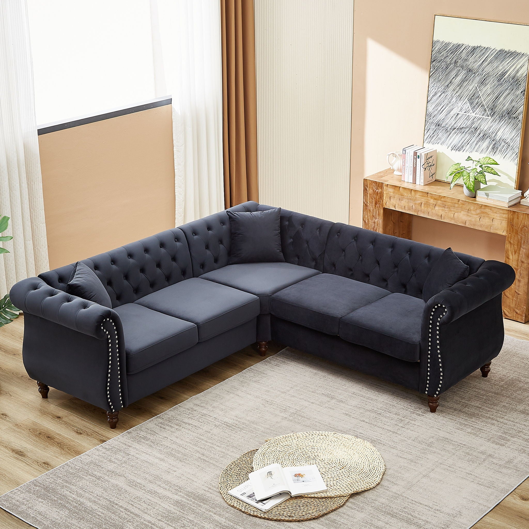 Streamline Modern L-Shaped Corner Sofa by HouseOfZazla