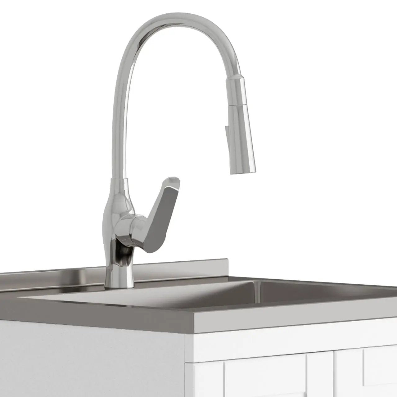 Reed - Deluxe Laundry Cabinet With Pull-Out Faucet And Stainless Steel Sink by HouseOfZazla