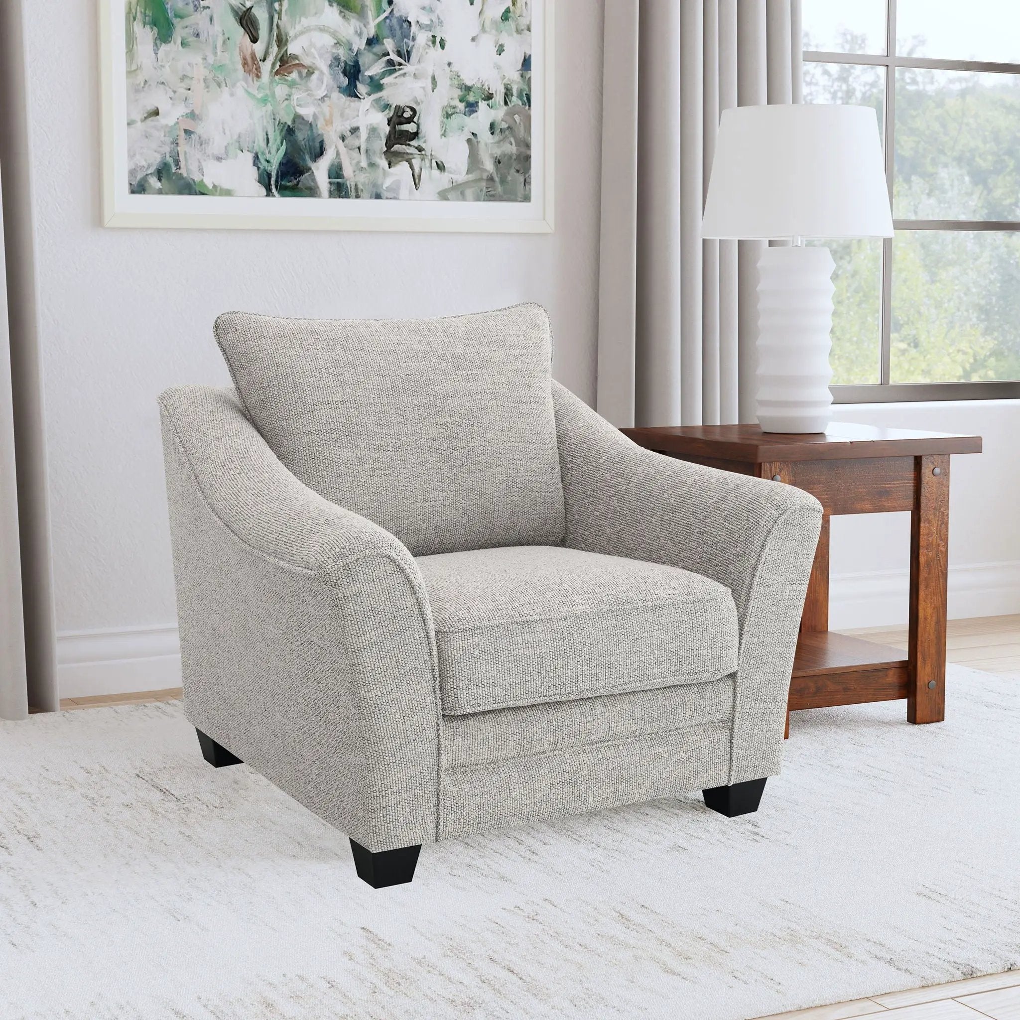 Tomkins Boucle Upholstered Chair Light Grey by Unique Piece Furniture