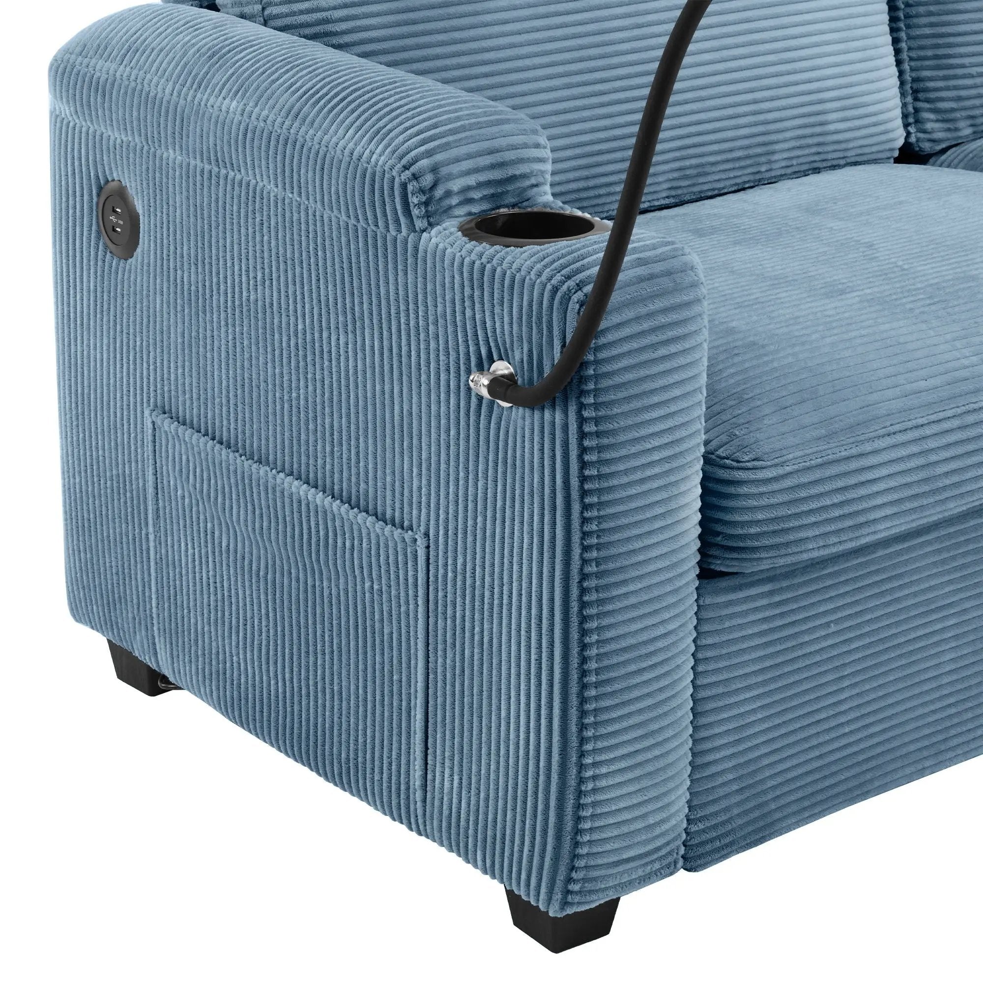 Sleeper Sofa Loveseat Sofa With Full Size Mattress, 2 USB Ports, 2 Cup Holders, 2 Side Pockets And Phone Holder by HouseOfZazla