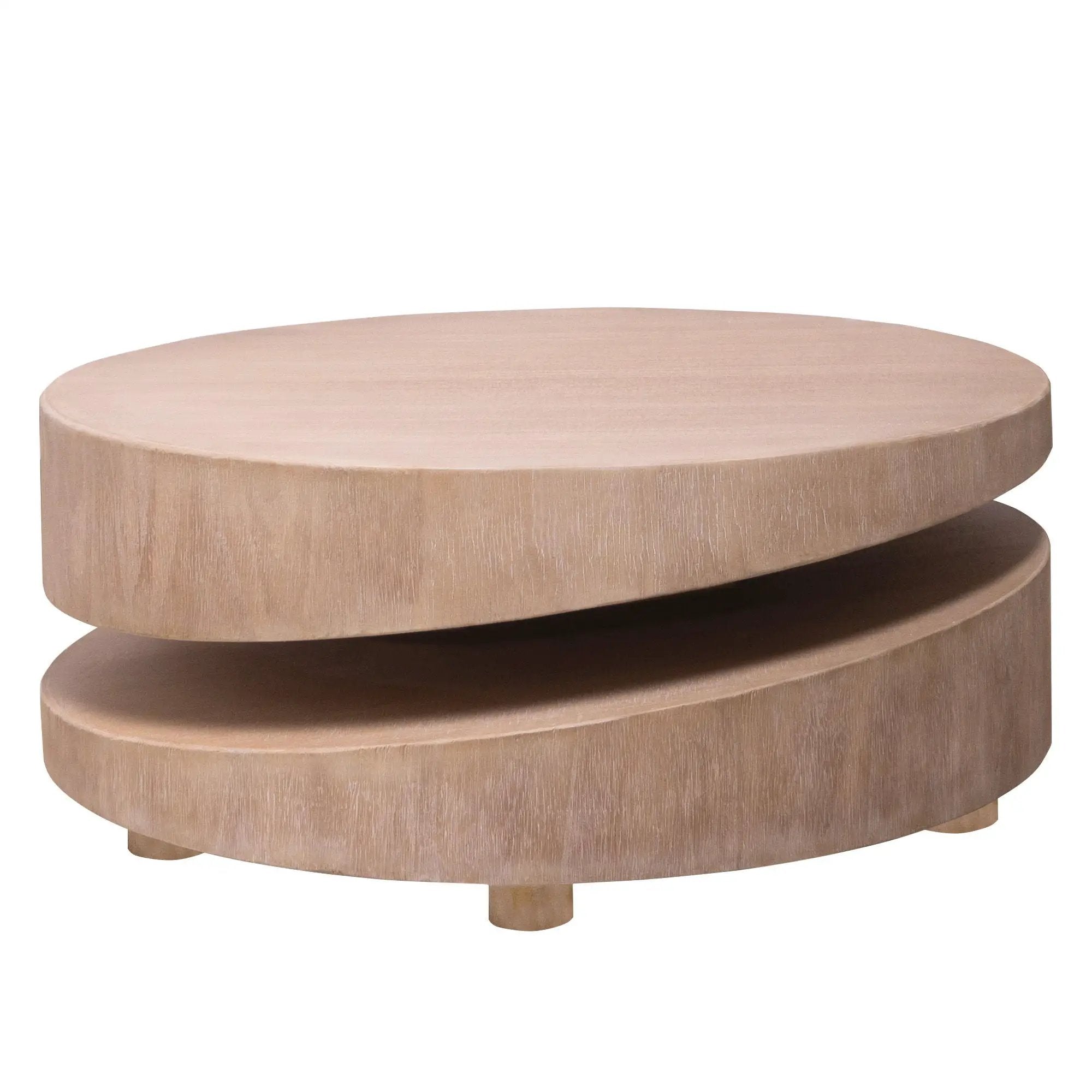 Modern Round Wood Coffee Table, Accent Table For Living Room - Antique Natural / Natural / Rustic by HouseOfZazla