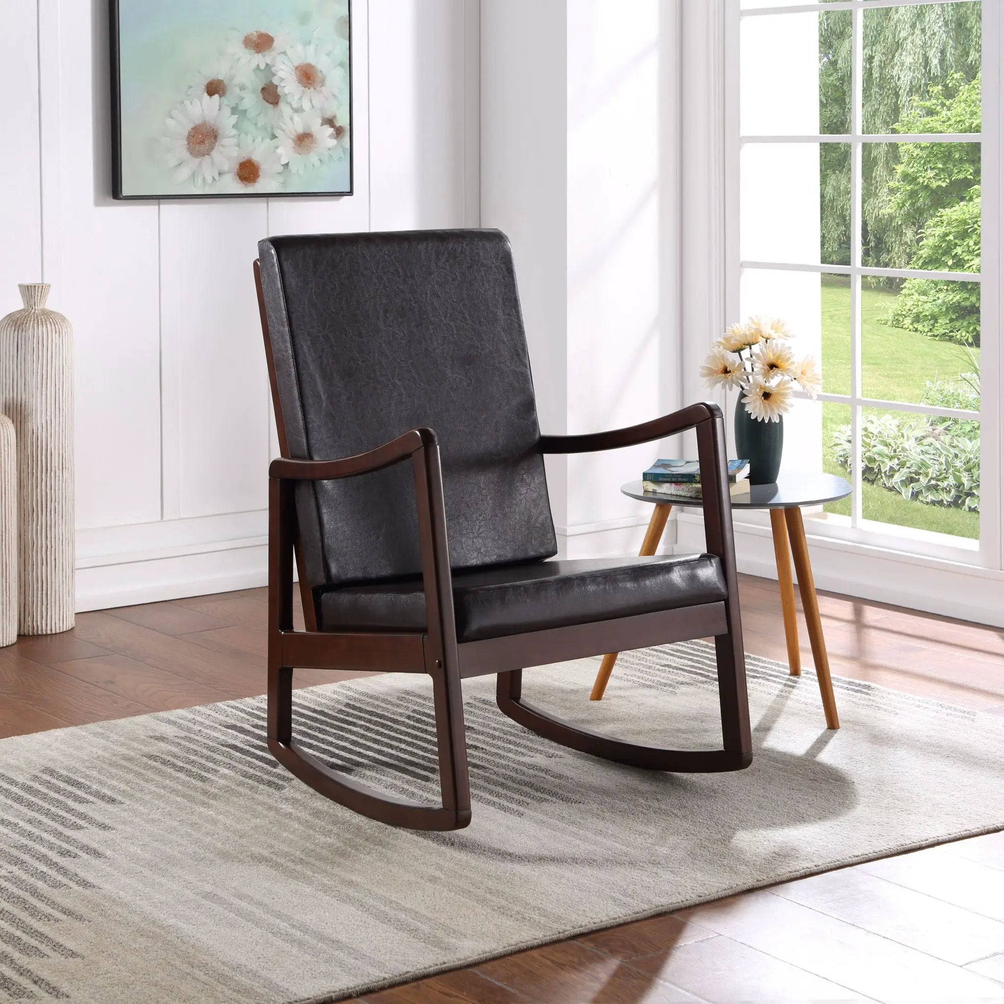 Raina - Synthenic Leather Rocking Chair - Espresso by HouseOfZazla