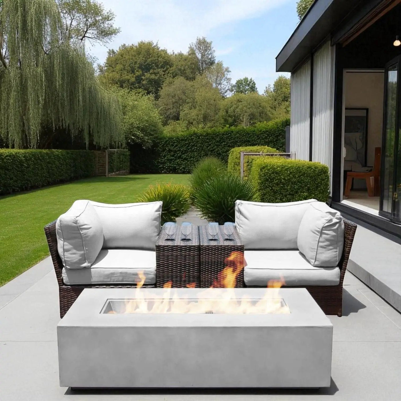 Outdoor Elegance Conversation Set With Fire Pit by Unique Piece Furniture