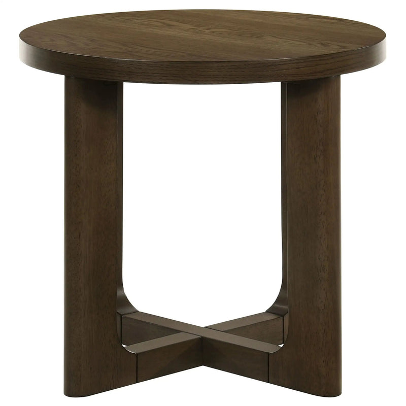 Kessler Round Sculptural Wood End Table Brown by Unique Piece Furniture