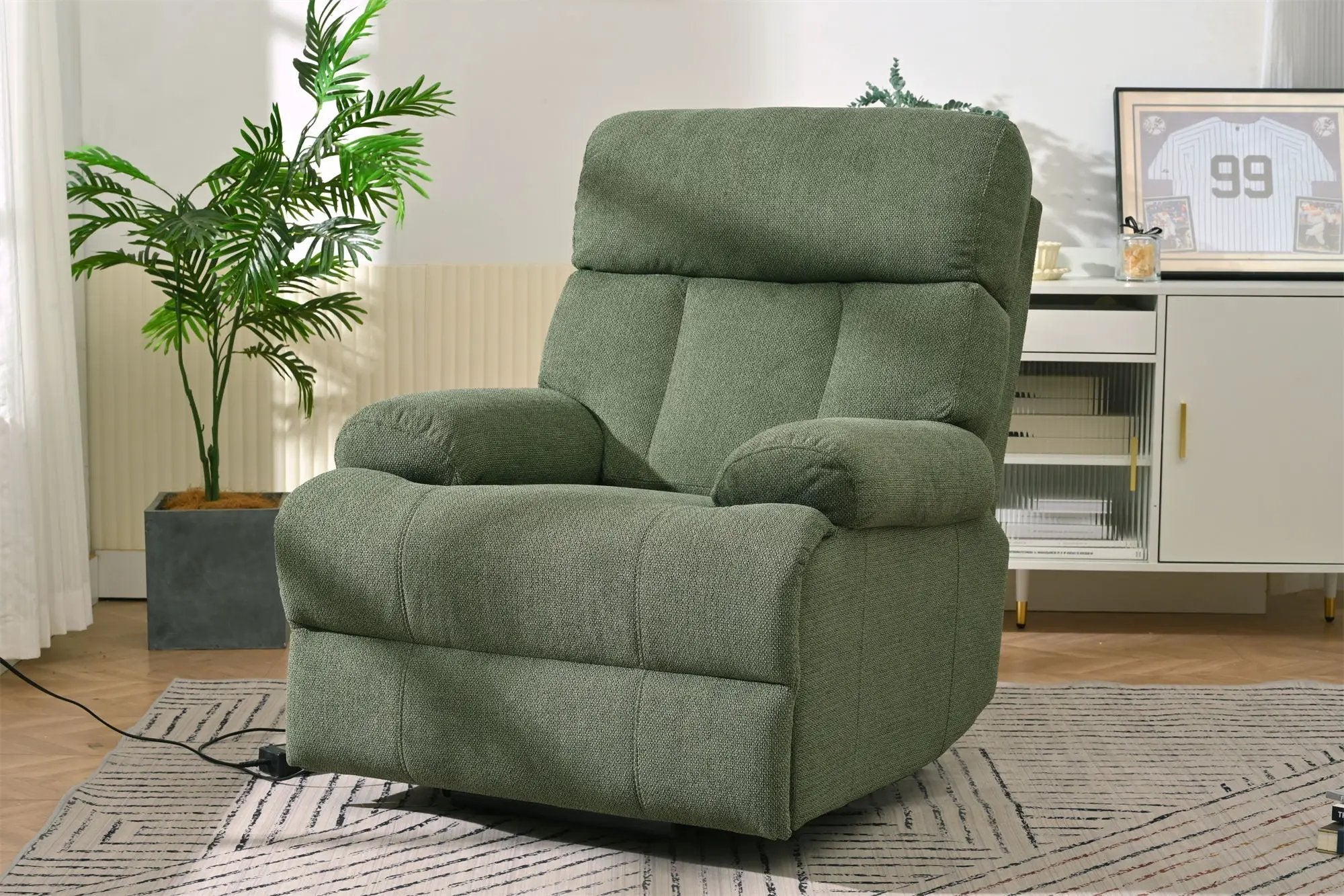 Oversized Power Lift Recliner Chai With Remote Control, Side Pocket, Spacious Seat by HouseOfZazla
