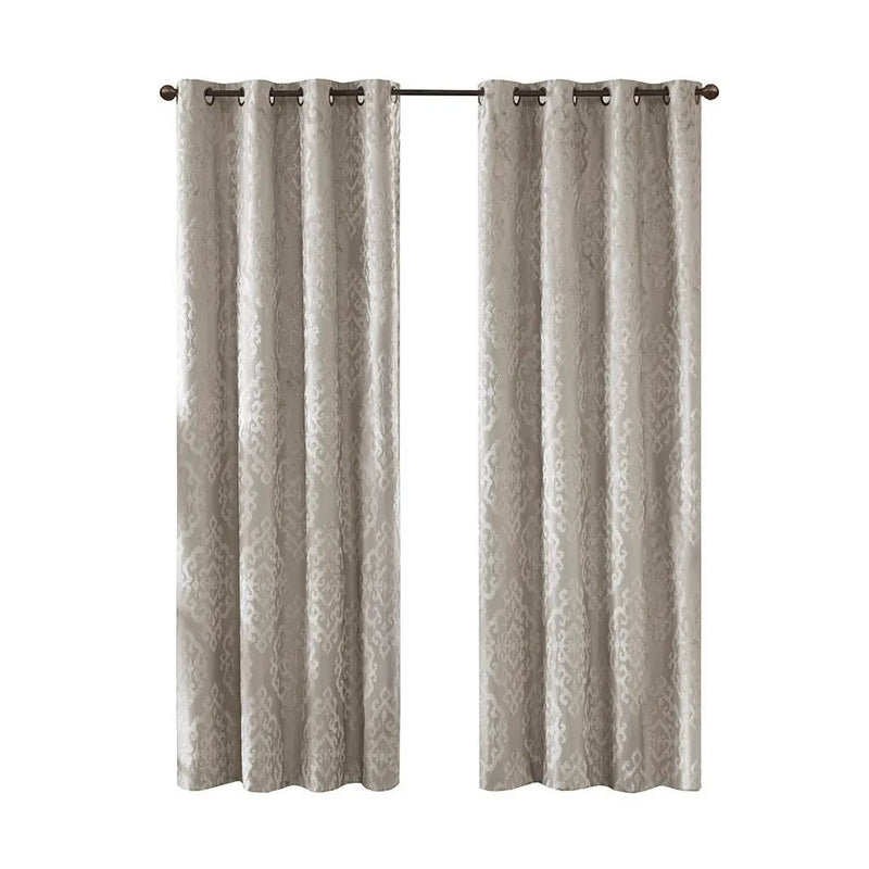 Knitted Jacquard Damask Total Blackout Grommet Top Curtain Panel by HouseOfZazla